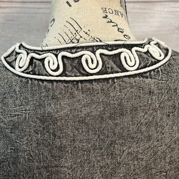 Soft Surroundings Wildwood Bolero Jacket Gray Acid Wash Textured Floral Small - Picture 7 of 11